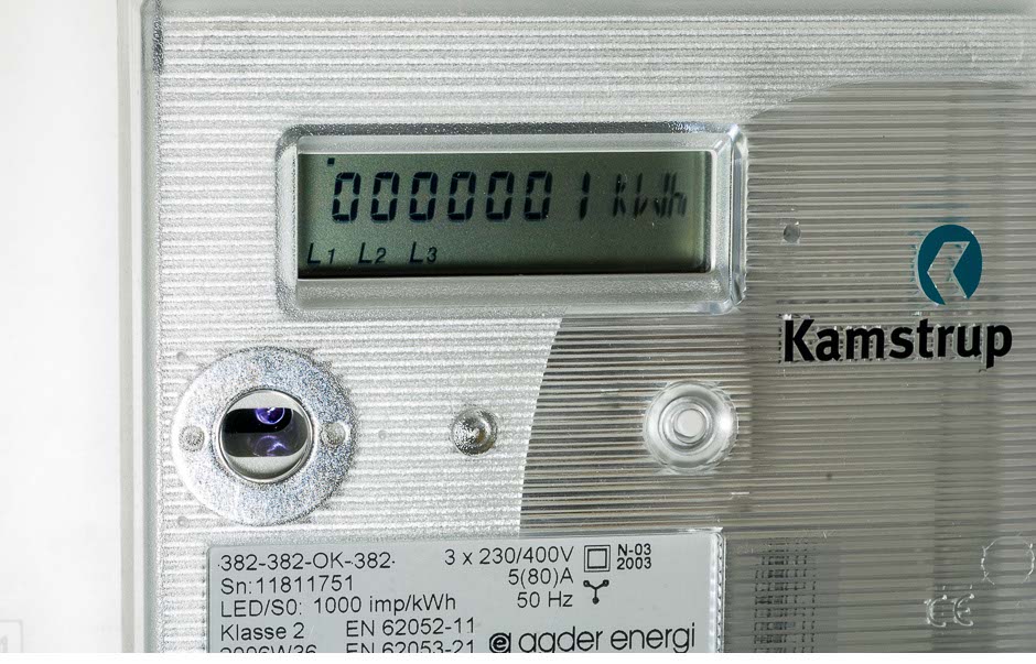 Strømmåler der telleverket står på 0